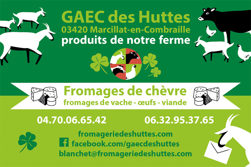 GAEC des Huttes, produits de la ferme à Marcillat en Combraille, fromage de chèvre, fromage de vache, oeufs, viande